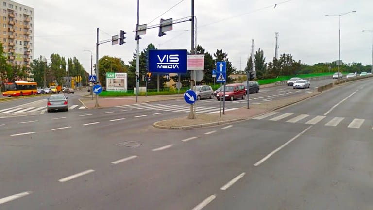 Telebim skrzyżowanie ulic Hallera, Dworcowej, generała Focha w Grudziądzu, agencja reklamowa Vismedia