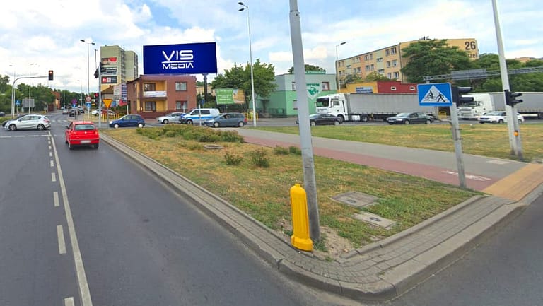 Telebim skrzyżowanie Okrzei Wronia we Włocławku, agencja reklamowa Vismedia